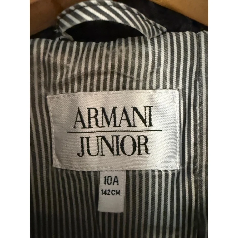 Armani Junior Boys Blazer Coat size 10 Grey Black Classic Elbow Patches Designer
